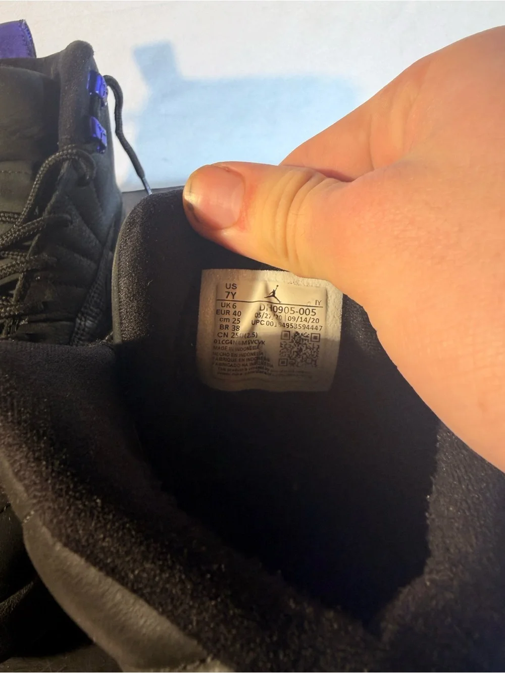 Men's Jordan 11 Black High-Top Athletic Sneakers with Purple Accents